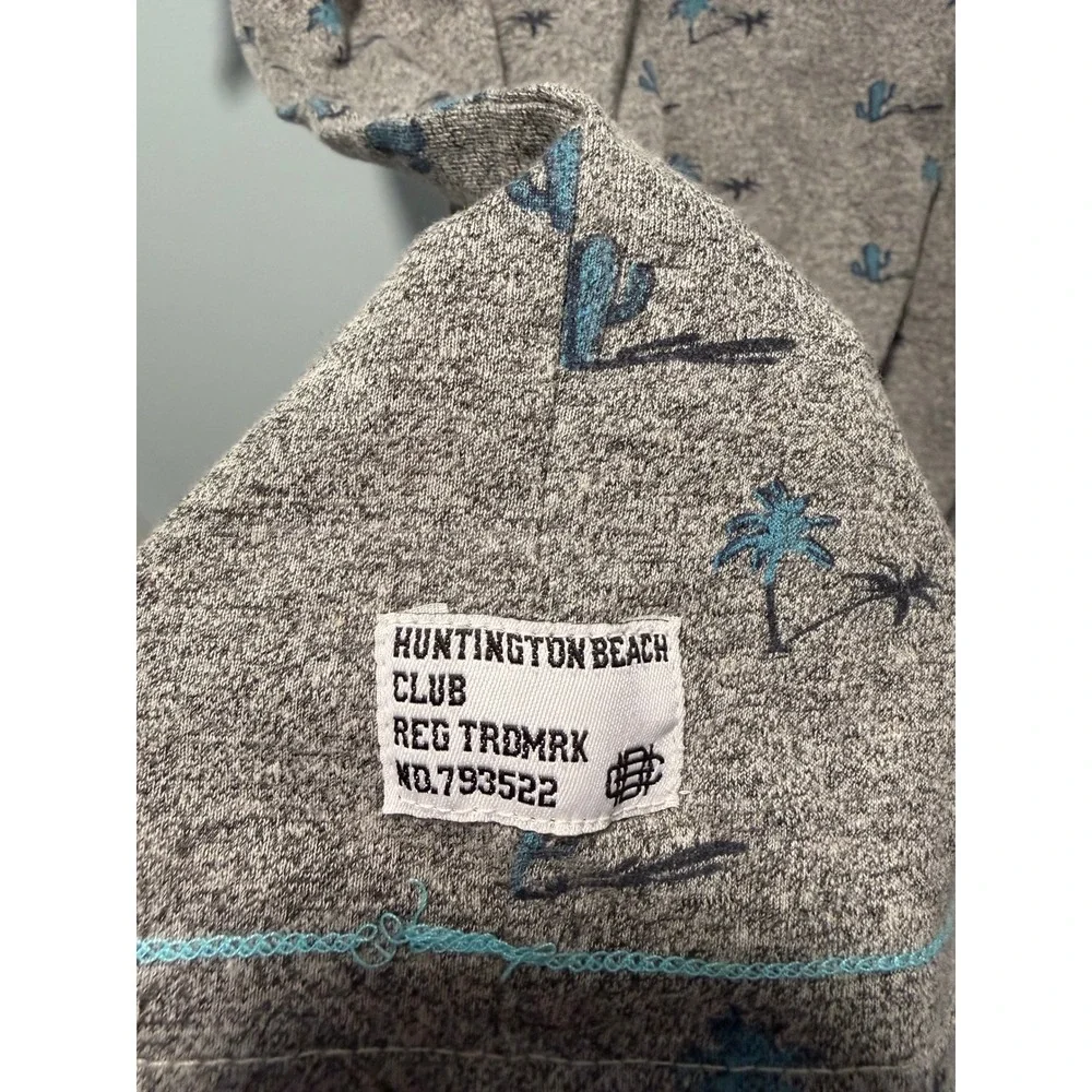 Huntington Beach BC Surf Team Mens Gray Tropical Palm Tree Cactus T-Shirt Medium
